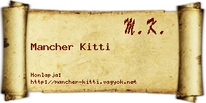 Mancher Kitti névjegykártya